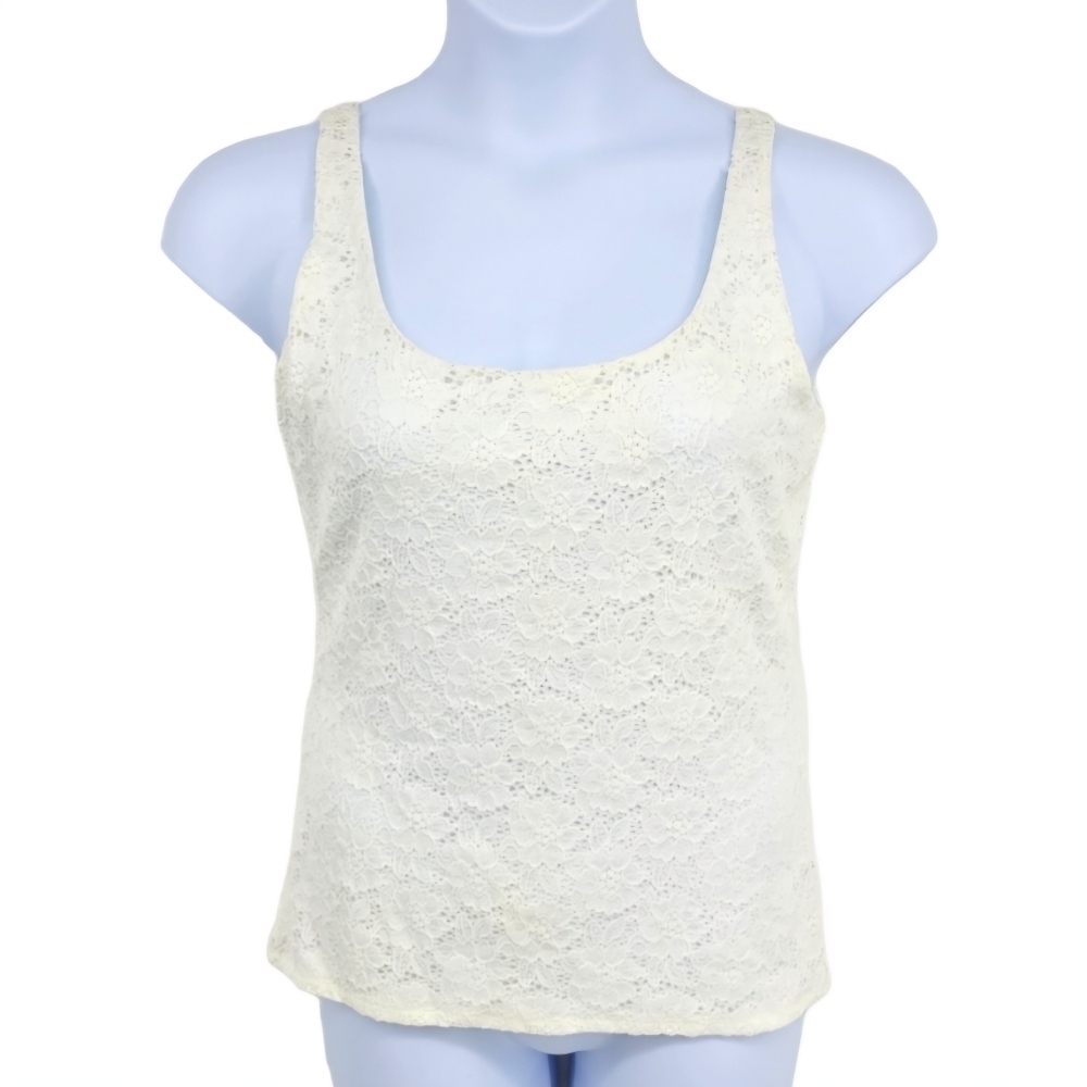 White House Black Market White Lace Pullover Tank Top‎ Size M NWT